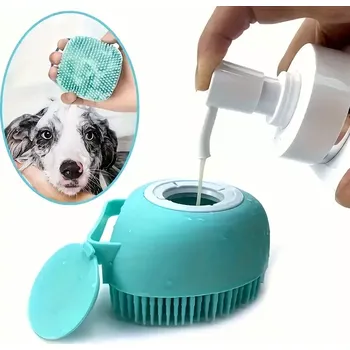 Péče o srst a drápky Silikonový kartáč 2v1 pro psy a kočky – masážní a koupací kartáč