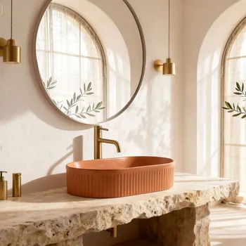 REA Vanda Umyvadlo na desku 49x31 cm, oválné, Cinnamon Matt