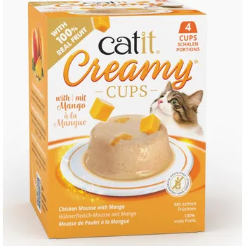 Pamlsek pro kočku 4x25g Catit Creamy Cups kuřecí s mangem - pochoutky pro kočky