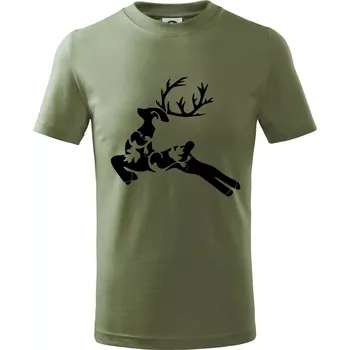 Chlapecké oblečení Laň z listů - Tričko dětské bavlněné - 98 cm / 2 roky ( Khaki )