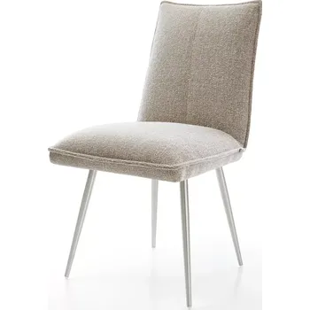 Jídelní židle DELIFE Jídelní židle Lelio-Flex tkanina Měkký béžová 4-nohá zúžená nerezová ocel taštičkové pružiny