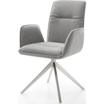 Jídelní židle DELIFE Jídelní židle Vinja-Flex strukturovaná látka Měkký šedá křížová podnož široká nerezová ocel 360° otočný houpací funkce