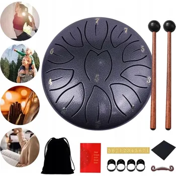 Hudební nástroj pro děti Hudební jazýčkový buben s paličkami "Šedý" – hudební nástroj