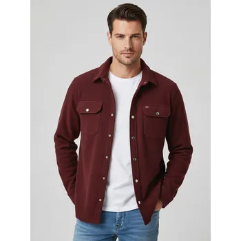 Pánská košile Pánská košilová bunda bordó VSB CASUAL, VELIKOST L