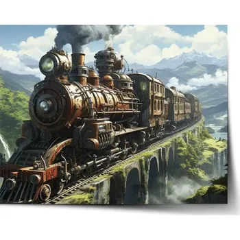 Plakát Sablio Plakát Parní lokomotiva na viaduktu - 60x40 cm