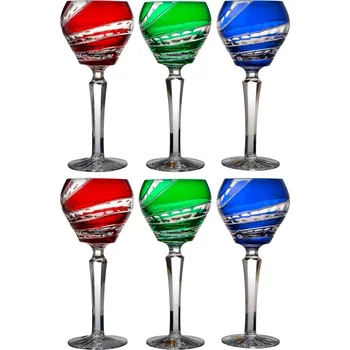 Sklenice Barevné broušené sklenice na víno, Glamour Crystal, 170 ml, 6 ks