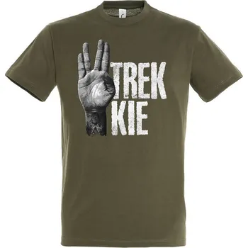 Pánská móda panske-levne-bavlnene-tricko-digi-potisk-trekkies Barva: Khaki, velikost: M