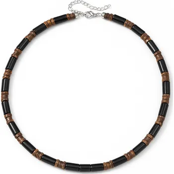 Náhrdelník Dřevěný unisex náhrdelník Black & Wood