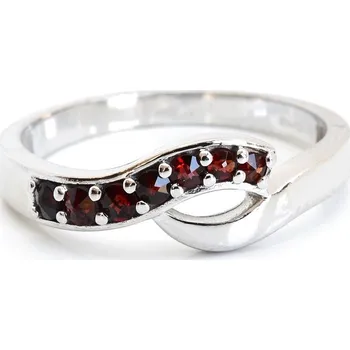 Prsten Stříbrný prsten český granát Cosima - 64, Rhodiování