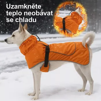 Obleček pro psa Zimní Psí Bunda s Reflexními Prvky - oranžová , M