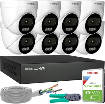 IP kamera Monitorovací systém 8 IP kamer 4MPX 2K POE Kopulovité Vnitřní Mikrofon HDD 4TB