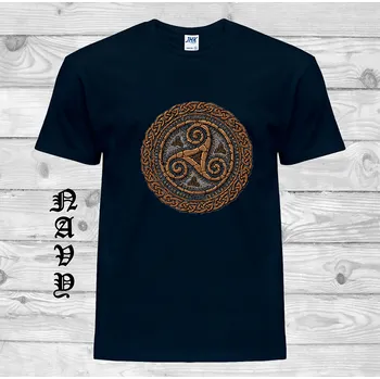 Pánské tričko levne-bavlnene-tricko-potisk-keltsky-slunecni-kruh Barva: Navy - tmavě modrá, velikost: XL