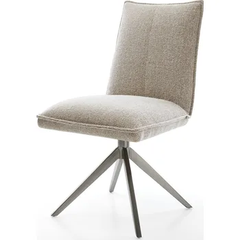 Jídelní židle DELIFE Jídelní židle Lelio-Flex látka Měkký béžová křížová podnož široká grafitová 360° otočný houpací funkce taštičkové pružiny