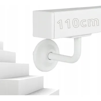 Madlo do koupelny Schodišťové madlo BÍLÉ Nástěnné ČTVERCOVÉ Ocel Zábradlí Schody 110cm