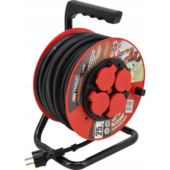 Napájecí kabel Prodlužovací Kabel na bubnu AW-Tools 25 m, 4 ks, černý