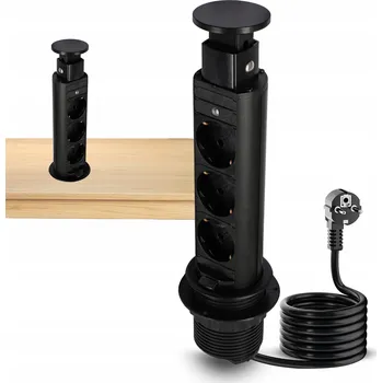 Elektrická zásuvka Zásuvka do pracovní desky Zapuštěná Výsuvná Trojitá Rozbočka 3x 230V