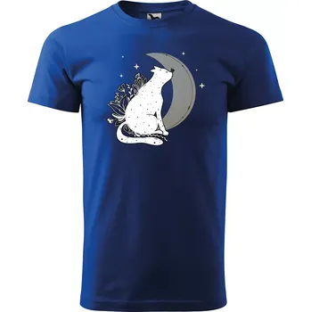 Pánské tričko Sablio Tričko s potiskem Noční mňau - modré 5XL