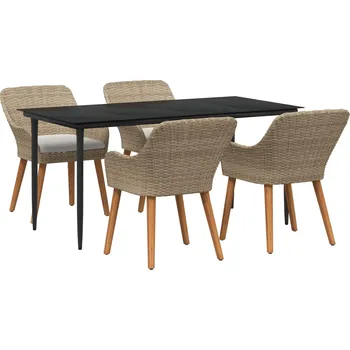 Zahradní jídelní souprava s polštářem 5 pcs Béžová polyratan Béžová3261694