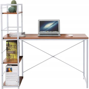 Psací stůl Obdélníkový psací stůl Jumi 120 x 52 x 120 cm bílý, odstíny hnědé