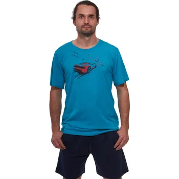 Pánské pyžamo Modré pánské pyžamo s krátkým rukávem a kraťasy a červené rychlé auto 1P1891 modrá xxxl