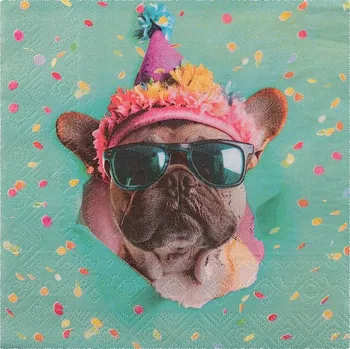 Papírový ubrousek Santex Ubrousky papírové tyrkysové s pejskem 33x33 cm 12 ks