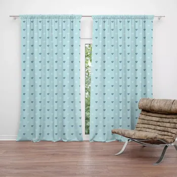 Závěs Sablio Závěs Srdce na modré: 2ks 140x250cm