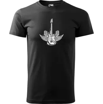 Pánské tričko Sablio Tričko s potiskem Andělský rock - černé 3XL