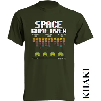 Pánské tričko levne-bavlnene-tricko-potisk-hra-space Barva: Khaki, velikost: M
