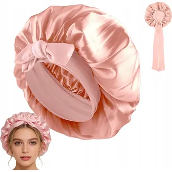 Čepice Čepice - lehká saténová čepice na spaní, růžová barva