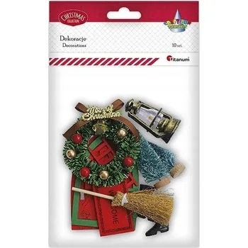 Obraz Figurky Vánoce Stromek Věnec Ozdoby Diorama SADA 10 Ks 649899