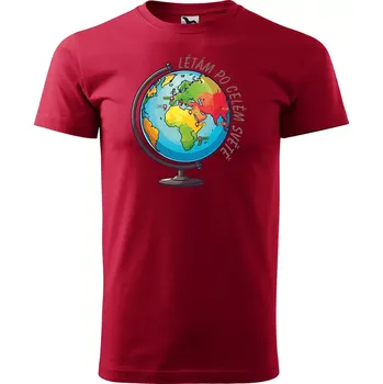 Pánské tričko Sablio Tričko s potiskem Létám po celém světě - červené 5XL
