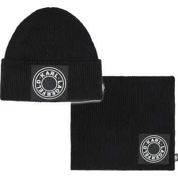 Čepice Dětská čepice a šála Karl Lagerfeld Z30337. černá 99X, vel. 56/58