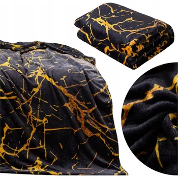 Přehoz na lůžko Přehoz na postel / deka 200x220 cm z mikrovlákna Inger ČERNÝ mramorový vzor