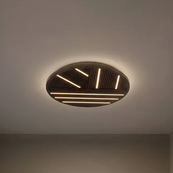 Lucande LED stropní svítidlo Orven, dřevo, Ø 50 cm, stmívatelné - Stropní držák – Ø 41 cm, výška 4 cm černá, bílá, dřevo - Doprava zdarma