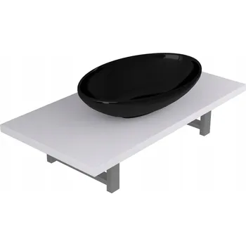 Koupelnový nábytek Sada koupelnového nábytku - nástěnná police + oválné umyvadlo, bílá a c