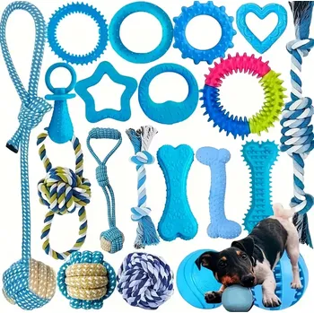 Hračka pro psa Odolná 9ks sada hraček pro psy – žvýkací a interaktivní - modrá