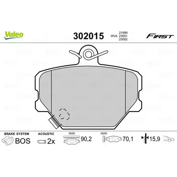 Brzdová destička Sada brzdových destiček, kotoučová brzda VALEO 302015