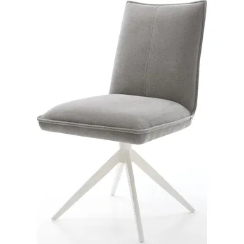 Jídelní židle DELIFE Jídelní židle Lelio-Flex tkanina Měkký šedá křížová podnož široká bílá 360° otočný houpací funkce taštičkové pružiny
