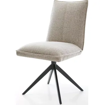 Jídelní židle DELIFE Jídelní židle Lelio-Flex látka Měkký béžová křížová podnož široká černá 360° otočný houpací funkce taštičkové pružiny