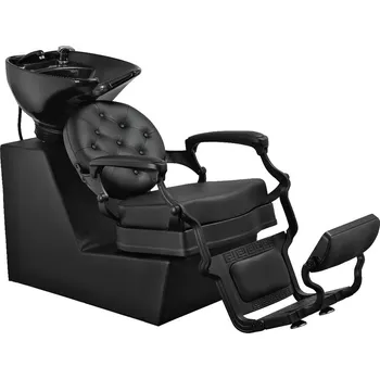 Kadeřnické křeslo Stylový barber mycí box RANCH BLACK shampoo unit