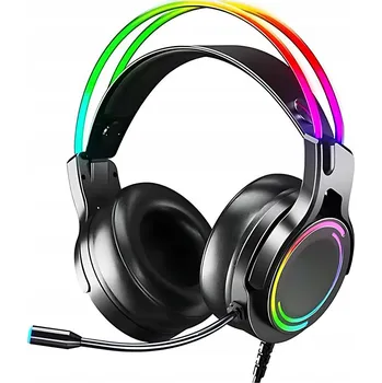 Sluchátka SLUCHÁTKA PŘES UŠI DRÁTOVÁ NA KABELU S RGB PODSVÍCENÍM A MIKROFONEM