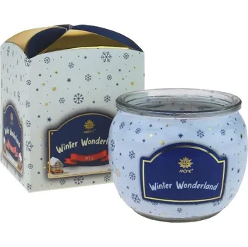 Svíčka Svíčka ve skle Winter wonderland - vůně pomeranče a hřebíčku Ø 8,5 cm (Vánoční svíčka ve skle)