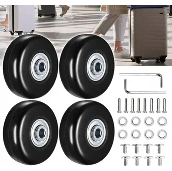 Příslušenství k zavazadlu Náhradní gumová kolečka ke kufru a cestovním zavazadlům - 4 kusy, pro opravy Černá