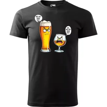 Pánské tričko Sablio Tričko s potiskem Mě má rád víc - pivo vs. bourbon - černé 5XL