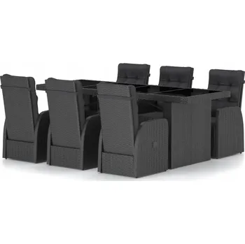 Jídelní set Jídelní set: stůl a židle VidaXL, umělý ratan, černý