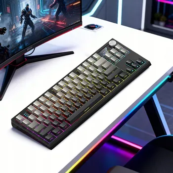 Klávesnice MECHANICKÁ KLÁVESNICE DRÁTOVÁ BEZDRÁTOVÁ BLUETOOTH 2,4 GHZ ŠEDÁ PRO E-SPORT