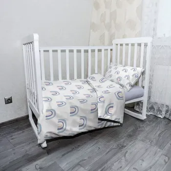 Povlečení Sablio Mikroplyšové dětské povlečení do postýlky Duha - 120x90 / 40x60