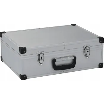 Hliníkový kufr na nářadí stříbrný 46 x 33 x 16 cm, 6 přihrádek, 17 dílů