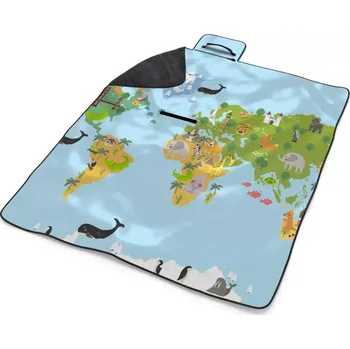 deka Sablio Plážová deka Zvířecí mapa světa: 200x140 cm