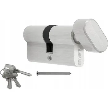 Vložka do dveří VLOŽKA DO ZÁMKU G55/45 S KNOFLÍKEM NIKL 3 KLÍČE PRO DVEŘNÍ ZÁMEK ALUBRASS